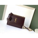 Yves Saint Laurent Leather Cross-body Shoulder Bag Y8015 wine JH07933Pg44