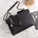 Yves Saint Laurent Monogramme Calf leather Shoulder Bag 26612 black Silver Chain JH08138JC57