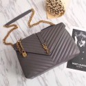 Yves Saint Laurent Monogramme Calf leather Shoulder Bag 26612 grey Gold chain JH08134Hc46