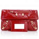 Balenciaga Flap Clutch Bag Eggplant 330 Red Gold JH09475rj41