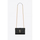 Best YSL ENVELOPE SMALL IN MIX MATELASSEGRAIN DE POUDRE EMBOSSED LEATHER 19207 BLACK JH07813Vp72