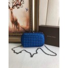 BOTTEGA VENETA Knot snakeskin-trimmed satin clutch 62548 blue JH09307iZ32