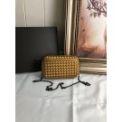 BOTTEGA VENETA Knot snakeskin-trimmed satin clutch 62548 Bronze JH09311QX19