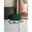 BOTTEGA VENETA Knot snakeskin-trimmed satin clutch 62548 green JH09306Nu37