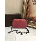 BOTTEGA VENETA Knot snakeskin-trimmed satin clutch 62548 Watermelon Red JH09312RI33