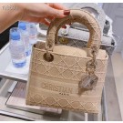 Copy High Quality MEDIUM LADY D-LITE BAG Cannage Embroidery M0565OREY Beige JH06911xG96