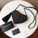 Copy SAINT LAURENT Heart-shaped leather cross-body bag 99969 black JH07926Of26