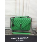 Copy YSL Flap Bag Calfskin Leather 2508 green silver buckle JH08317nY30