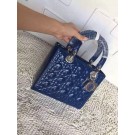 Designer Dior Small Lady Dior Bag Patent Leather 8239 Blue JH07674Iz48