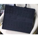 DIOR BOOK TOTE BAG IN EMBROIDERED CANVAS C1286 dark blue JH07116Py32