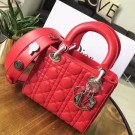 Dior lucky badges Original sheepskin Tote Bag 88034 Cherry JH07612BM34