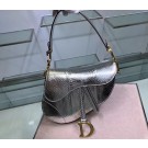 Dior SADDLE Snake skin tote C9046 silver JH07040Am73