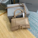 Fake Replica Balenciaga Hourglass XS Top Handle Bag shiny box calfskin 28331 apricot JH09375Ml87