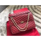 Fashion VALENTINO Spike quilted leather large shoulder bag 0027 red JH09860Rn14