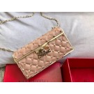 First-class Quality VALENTINO Rockstud quilted leather cross-body bag 0702 apricot JH09811mU66