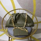 Imitation Bottega Veneta Nappa lambskin soft wide large Shoulder Bag 585853 Blackish green JH09283JF45