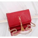 Imitation SAINT LAURENT Kate monogram medium crocodile-embossed leather shoulder bag A9288 red JH08025dW15