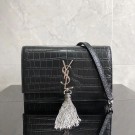 Knockoff SAINT LAURENT Kate crocodile-embossed leather cross-body bag 452159 black JH07974dO66