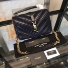 Knockoff YSL Classic Calfskin Leather Flap Bag 2802 dark blue JH08252Nf40