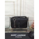 Luxury YSL Flap Bag Calfskin Leather 2508 Black silver buckle JH08320vA83