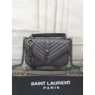 Luxury YSL Flap Bag Calfskin Leather 2508 Grey silver buckle JH08319ze26