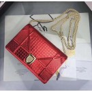 Replica DIORAMA WALLET ON CHAIN CLUTCH METALLIC CALFSKIN WITH MICRO-CANNAGE MOTIF S0328 red JH07469EX20