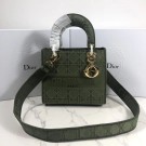 Replica LADY DIOR TOTE BAG IN EMBROIDERED CANVAS C4532 Blackish green JH07090Ny84