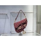 Replica SADDLE BAG Dior Oblique Embroidered Velvet C0044 Burgundy JH06864Yp41