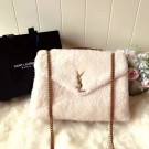 Replica SAINT LAURENT Lambswool leather quilted shoulder bag Y538027 white JH07962eG43