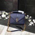 Replica YSL Flap Bag Calfskin Leather 392737 blue Gold buckle JH08306Ha32