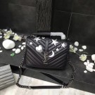 Replica YSL Flap Bag Calfskin Leather A392737 black silver buckle JH08290gn30