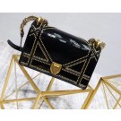 SMALL DIORAMA BAG IN BLACK-TONE STUDDED METALLIC CALFSKIN WITH LARGE CANNAGE MOTIF M0421 JH07578Ug45