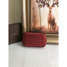 Top Imitation BOTTEGA VENETA Knot snakeskin-trimmed satin clutch 62548 Burgundy JH09308EE80