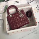 Top LADY DIOR LAMBSKIN BAG CAL44550 burgundy&silver-tone metal JH07208xs20