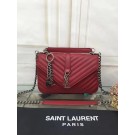 YSL Flap Bag Calfskin Leather 2508 red silver buckle JH08318Vo37