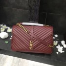 YSL Flap Bag Calfskin Leather 392738 red Gold buckle JH08298sX32