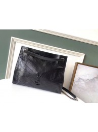 AAA 1:1 SAINT LAURENT NIKI MEDIUM SHOPPING BAG IN CRINKLED VINTAGE LEATHER 5814 black JH07857WE81