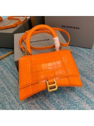 Balenciaga HOURGLASS SMALL TOP HANDLE BAG crocodile embossed calfskin B108895E orange JH09409qO84