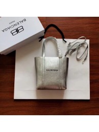 Balenciaga Original Leather Mini Shopper Bag 6696 Silver JH09398mB48