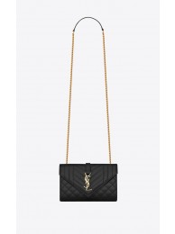 Best YSL ENVELOPE SMALL IN MIX MATELASSEGRAIN DE POUDRE EMBOSSED LEATHER 19207 BLACK JH07813Vp72