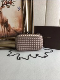 BOTTEGA VENETA Knot snakeskin-trimmed satin clutch 62548 apricot JH09304Fa12