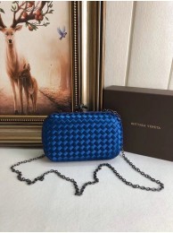 BOTTEGA VENETA Knot snakeskin-trimmed satin clutch 62548 blue JH09307iZ32