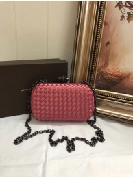 BOTTEGA VENETA Knot snakeskin-trimmed satin clutch 62548 Watermelon Red JH09312RI33