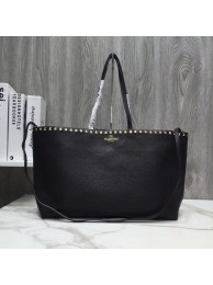 Cheap VALENTINO Rockstud grained leather shopper 93316 black JH09853PC54