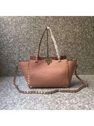 Cheap VALENTINO Rockstud medium tote 0972 pink JH09742hC74