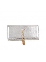 Copy Best Quality Yves Saint Laurent Classic Monogramme Tassel Clutch Bag 326079 Silver JH07923kr31