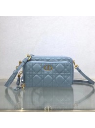 Copy DIOR CARO DOUBLE POUCH Supple Cannage Calfskin S5037U light blue JH06772lZ95