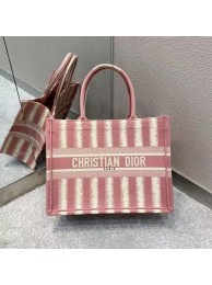 Designer Replica DIOR BOOK TOTE Pink D-Stripes Embroidery M1287 JH06812Jz48