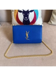 Designer Replica SAINT LAURENT Monogram Kate medium pebbled leather shoulder bag 354021 blue JH07919Fi42