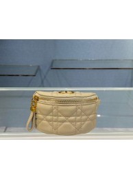 DETACHABLE DIOR CARO HALF-MOON COIN PURSE S5033U Beige JH06704aJ41